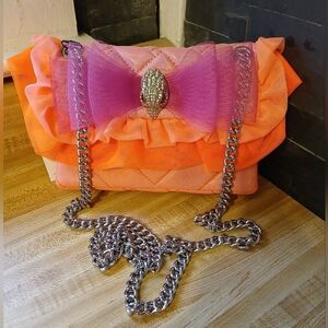 Kurt Geiger Pink & Orange Ruffle Chain Shoulder Bag